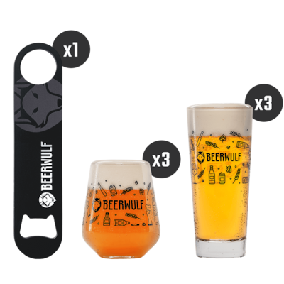 Beerwulf Beer Glass and Opener Kit
