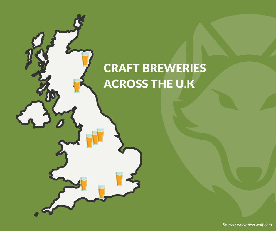 Craft breweries UK map